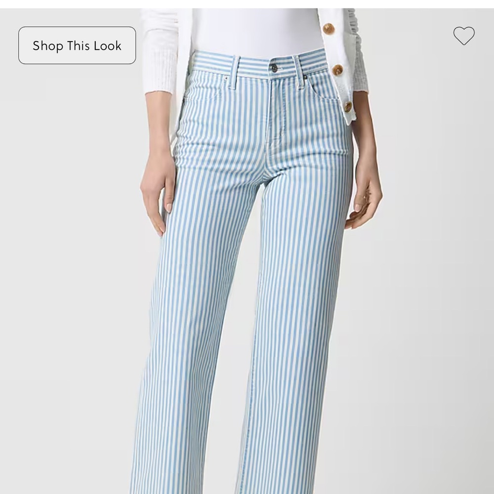 J. Crew Factory Petite striped wide-leg cropped jean